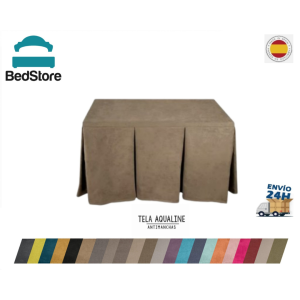 Mesa con falda y ropa de camilla en tela acualine antimanchas | BedStore